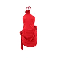 Women's Hip Skirt Sexy Halter Neck Sleeveless Solid Color Above Knee Holiday Banquet Selfie main image 3