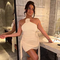 Women's Hip Skirt Sexy Halter Neck Sleeveless Solid Color Above Knee Holiday Banquet Selfie main image 4