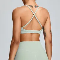Sports Solid Color Nylon Spandex Strap Sports Bra sku image 5