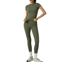 Casual Elegant Simple Style Solid Color Chemical Fiber Blending Nylon Spandex Round Neck Tracksuit Leggings main image 1