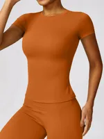 Casual Elegant Simple Style Solid Color Chemical Fiber Blending Nylon Spandex Round Neck Tracksuit Leggings main image 4