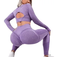 Elegant Sports Solid Color Nylon Spandex Round Neck Tracksuit Jogger Pants main image 4