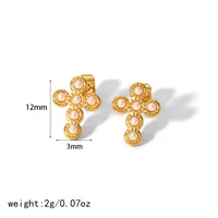 1 Pair Simple Style Commute Cross Moon Plating 304 Stainless Steel Ear Studs sku image 1