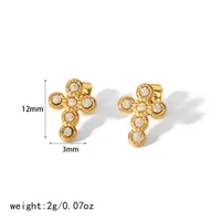1 Pair Simple Style Commute Cross Moon Plating 304 Stainless Steel Ear Studs main image 2