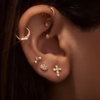 1 Pair Simple Style Commute Cross Moon Plating 304 Stainless Steel Ear Studs main image 5