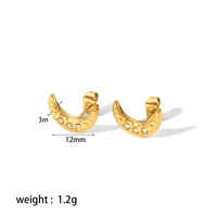 1 Pair Simple Style Commute Cross Moon Plating 304 Stainless Steel Ear Studs main image 3
