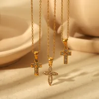 Vintage Style Classic Style Cross 304 Stainless Steel 18K Gold Plated Women's Earrings Necklace main image 1
