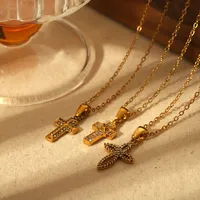 Vintage Style Classic Style Cross 304 Stainless Steel 18K Gold Plated Women's Earrings Necklace main image 5