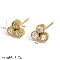 1 Pair Vacation Simple Style Flower Inlay 304 Stainless Steel Zircon Ear Studs sku image 1