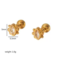1 Pair Vacation Simple Style Flower Inlay 304 Stainless Steel Zircon Ear Studs main image 2