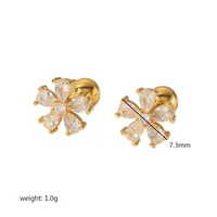 1 Pair Vacation Simple Style Flower Inlay 304 Stainless Steel Zircon Ear Studs main image 3