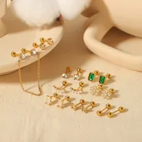 1 Pair Vacation Simple Style Flower Inlay 304 Stainless Steel Zircon Ear Studs main image 5