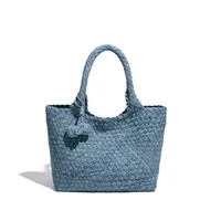 Women's Large Denim Solid Color Streetwear Weave Square Magnetic Buckle Shoulder Bag main image 2