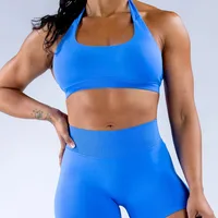 Casual Lady Solid Color Nylon Halter Neck Sports Bra Vest main image 3