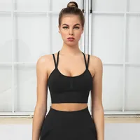Sports Solid Color Nylon Cotton Blend Strap Sports Bra Vest sku image 3