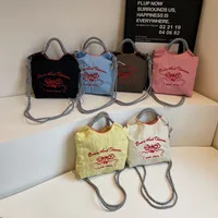 Women's Nylon Letter Bow Knot Cute Classic Style Square Open Crossbody Bag main image 1