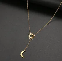 Simple Style Classic Style Sun Moon Stainless Steel Women's Long Necklace main image 3