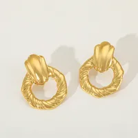 1 Pair Elegant Simple Style Artistic Geometric 304 Stainless Steel 18K Gold Plated Ear Studs main image 4