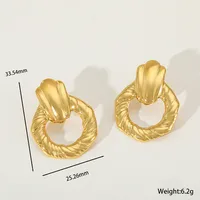 1 Pair Elegant Simple Style Artistic Geometric 304 Stainless Steel 18K Gold Plated Ear Studs sku image 2