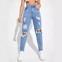 Women's Holiday Daily Selfie Casual Simple Style Streetwear Solid Color Full Length Jeans main image 1