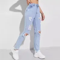 Women's Holiday Daily Selfie Casual Simple Style Streetwear Solid Color Full Length Jeans main image 2