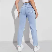 Women's Holiday Daily Selfie Casual Simple Style Streetwear Solid Color Full Length Jeans main image 3