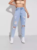 Women's Holiday Daily Selfie Casual Simple Style Streetwear Solid Color Full Length Jeans sku image 1
