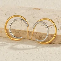1 Pair Vacation Simple Style Color Block Plating 304 Stainless Steel 18K Gold Plated Ear Studs main image 3