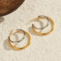 1 Pair Vacation Simple Style Color Block Plating 304 Stainless Steel 18K Gold Plated Ear Studs main image 1