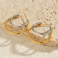 1 Pair Vacation Simple Style Color Block Plating 304 Stainless Steel 18K Gold Plated Ear Studs main image 4