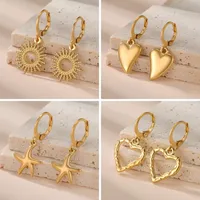 1 Pair Simple Style Classic Style Sun Starfish Shell Plating 304 Stainless Steel Drop Earrings main image 1