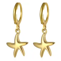 1 Pair Simple Style Classic Style Sun Starfish Shell Plating 304 Stainless Steel Drop Earrings sku image 19