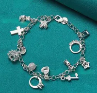 Streetwear Cross Heart Shape Key Alloy Copper Unisex Multi Charms Bracelet main image 3