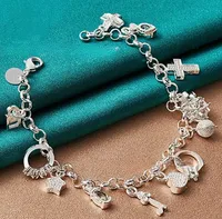 Streetwear Cross Heart Shape Key Alloy Copper Unisex Multi Charms Bracelet main image 1