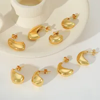 1 Pair Elegant Simple Style C Shape 304 Stainless Steel 18K Gold Plated Ear Studs main image 2