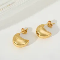 1 Pair Elegant Simple Style C Shape 304 Stainless Steel 18K Gold Plated Ear Studs main image 4