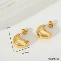 1 Pair Elegant Simple Style C Shape 304 Stainless Steel 18K Gold Plated Ear Studs sku image 1