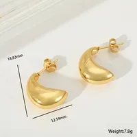 1 Pair Elegant Simple Style C Shape 304 Stainless Steel 18K Gold Plated Ear Studs sku image 2