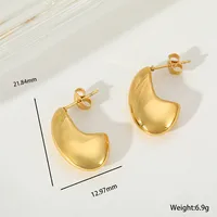 1 Pair Elegant Simple Style C Shape 304 Stainless Steel 18K Gold Plated Ear Studs sku image 3
