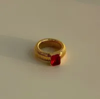 Vintage Style Classic Style Geometric Solid Color 304 Stainless Steel Plating Inlay Zircon 18K Gold Plated Women's Rings sku image 2