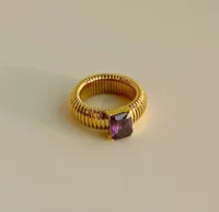 Vintage Style Classic Style Geometric Solid Color 304 Stainless Steel Plating Inlay Zircon 18K Gold Plated Women's Rings sku image 8