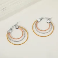 1 Pair Elegant Simple Style Artistic Geometric Color Block Mixed Metal 304 Stainless Steel 18K Gold Plated Hoop Earrings main image 3