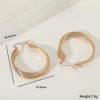 1 Pair Elegant Simple Style Artistic Geometric Color Block Mixed Metal 304 Stainless Steel 18K Gold Plated Hoop Earrings sku image 3