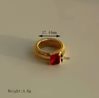 Vintage Style Classic Style Geometric Solid Color 304 Stainless Steel Plating Inlay Zircon 18K Gold Plated Women's Rings sku image 1