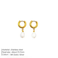 1 Pair Elegant Geometric 316 Stainless Steel  Freshwater Pearl Drop Earrings main image 4