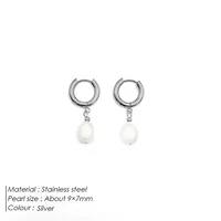 1 Pair Elegant Geometric 316 Stainless Steel  Freshwater Pearl Drop Earrings sku image 2