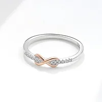 Elegant Modern Style Infinity 925 Sterling Silver Plating Zircon Women's Rings sku image 7