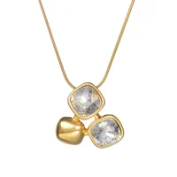 Vacation Simple Style Square 304 Stainless Steel Inlay Zircon Women's Earrings Necklace main image 2