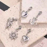 Casual Modern Style Heart Shape Rudder Anchor 304 Stainless Steel Handmade Polishing DIY Jewelry Accessories main image 1