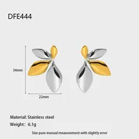 1 Pair Modern Style Leaf Mixed Metal Plating 304 Stainless Steel 18K Gold Plated Ear Studs main image 2
